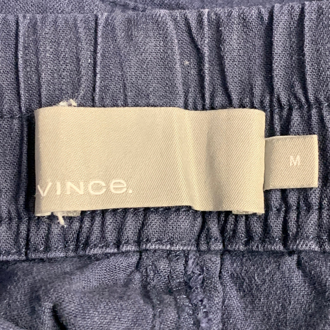 VINCE Size M Blue Linen Blend Elastic Waistband Cargo Shorts
