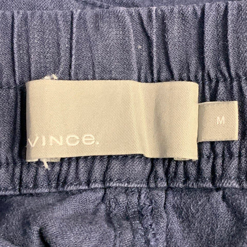 VINCE Size M Blue Linen Blend Elastic Waistband Cargo Shorts
