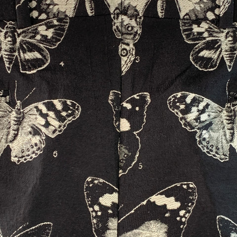 ALEXANDER MCQUEEN Size 38 Black Grey Butterfly Wool Cotton Blend Jacquard Dress Pants