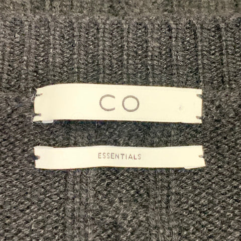 CO Size L Black Cashmere Cable Knit Oversized Cardigan