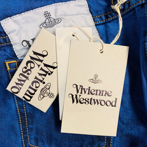 VIVIENNE WESTWOOD Size 26 Blue Denim Dyed Mini Skirt