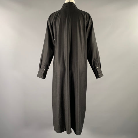 ESKANDAR Size 0 Black Wool Blend Long Dress