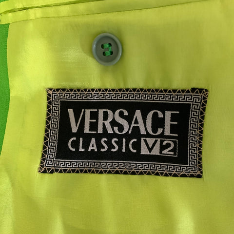 VERSACE CLASSIC SS1996 Chest Size 40 Green Silk Notch Lapel Sport Coat