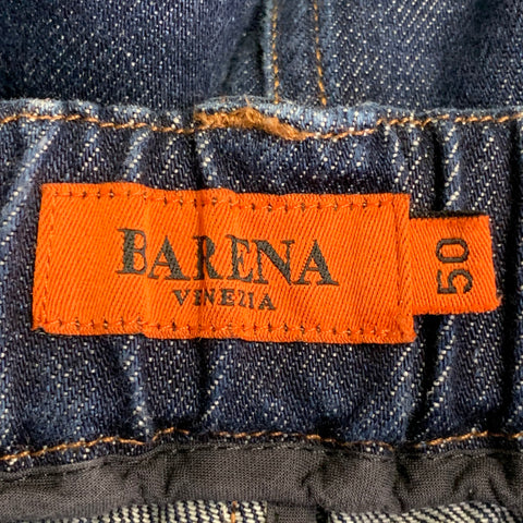 BARENA Size 34 Indigo Twill Cotton Tapered Cargo Jeans