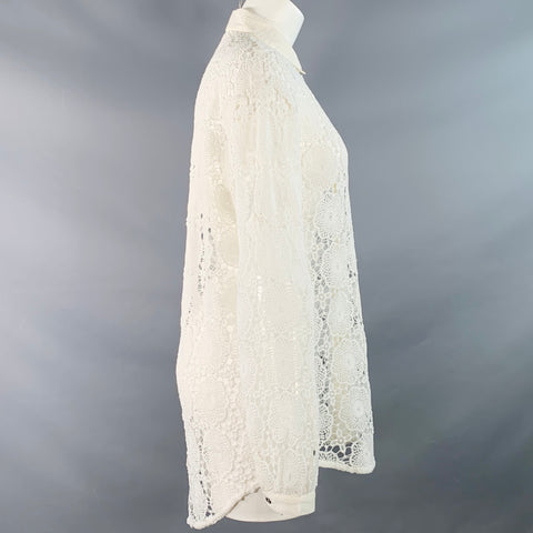 RAMY BROOK Size S White Polyester Lace Button Up Shirt