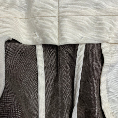 BRUNELLO CUCINELLI Size 38 Brown Herringbone Linen Wool Silk Peak Lapel Suit