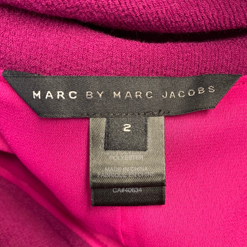 MARC by MARC JACOBS Size 2 Purple Wool Short Sleeve Raw Edge Dress