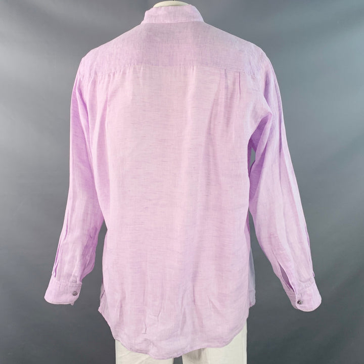 ERMENEGILDO ZEGNA Size XL Purple Lavender Linen One Pocket Long Sleeve Shirt