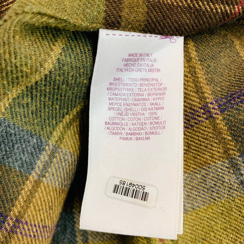 RALPH LAUREN Size XL Brown Green Plaid Cotton Elbow Patches Long Sleeve Shirt