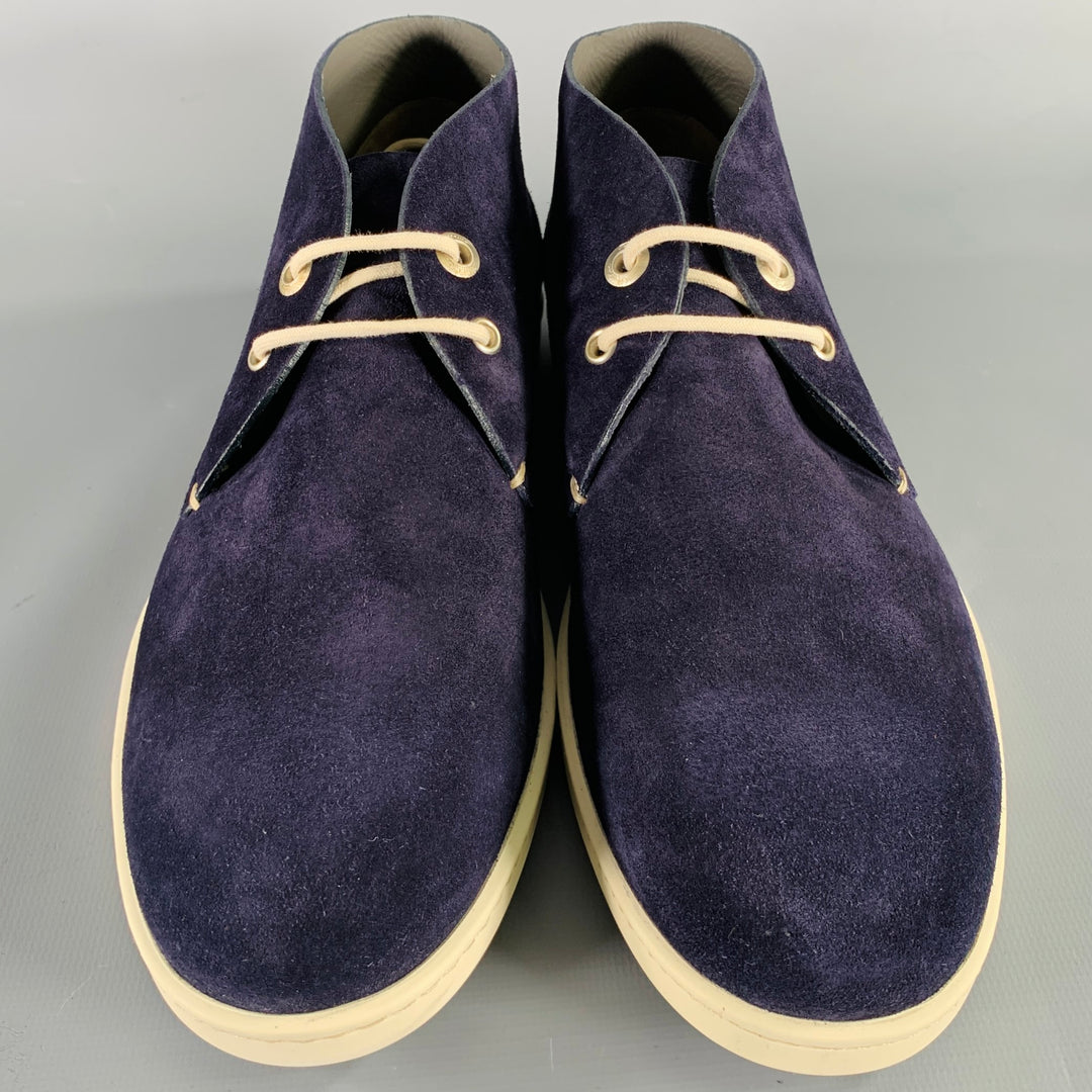 Men’s Salvatore Ferragamo 9.5 navy suede chukkas SALVATORE FERRAGAMO Size 9.5 Navy Suede Chukka Boots – Sui  main image 4