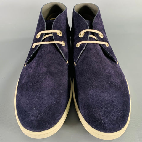 SALVATORE FERRAGAMO Bottines Chukka en Daim Bleu Marine Pointure 9.5