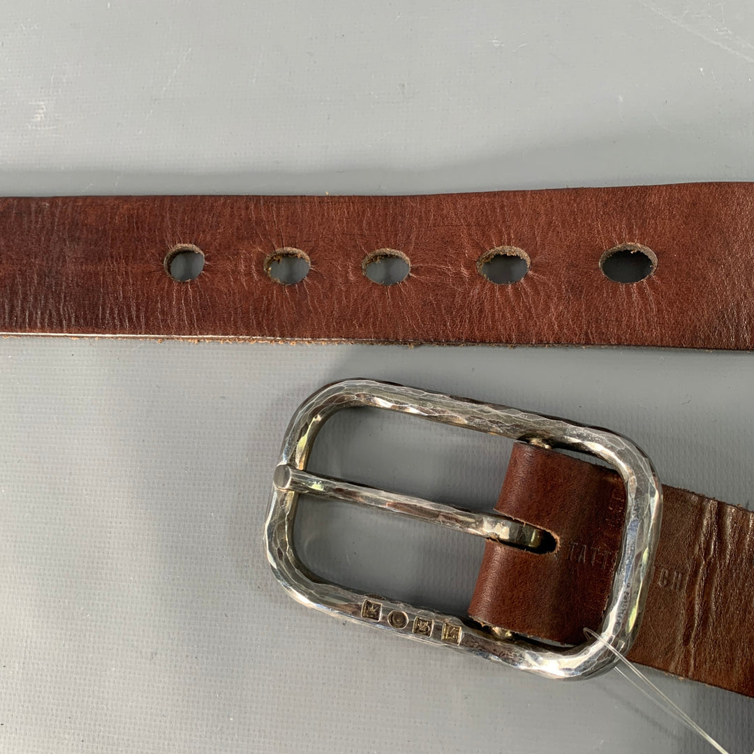 WERKSTATT:MUNCHEN Size 33 Brown Leather Sterling Silver Belt