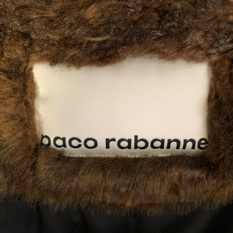 PACO RABANNE Size XS Brown Acrylic Blend Faux Fur Notch Lapel Coat