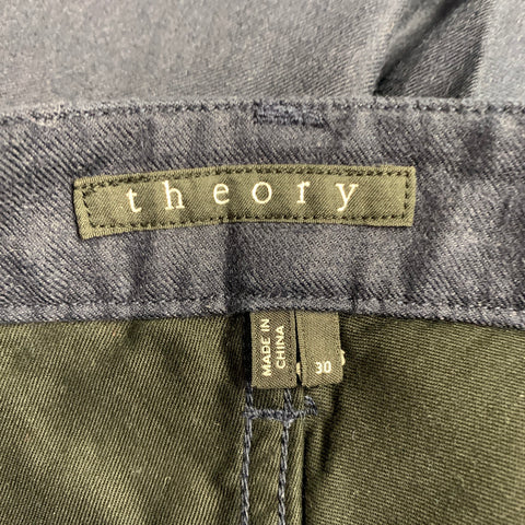 THEORY Size 30 Navy Cotton Wool Blend Straight Jeans