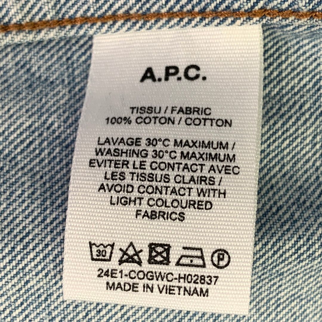 A.P.C. Size L Blue Wash Denim One Pocket Long Sleeve Shirt