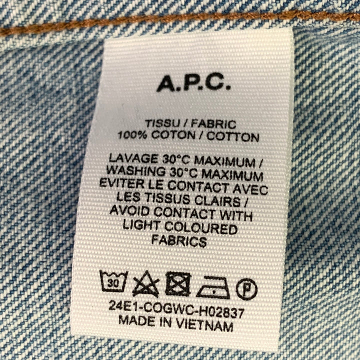 A.P.C. Size L Blue Wash Denim One Pocket Long Sleeve Shirt