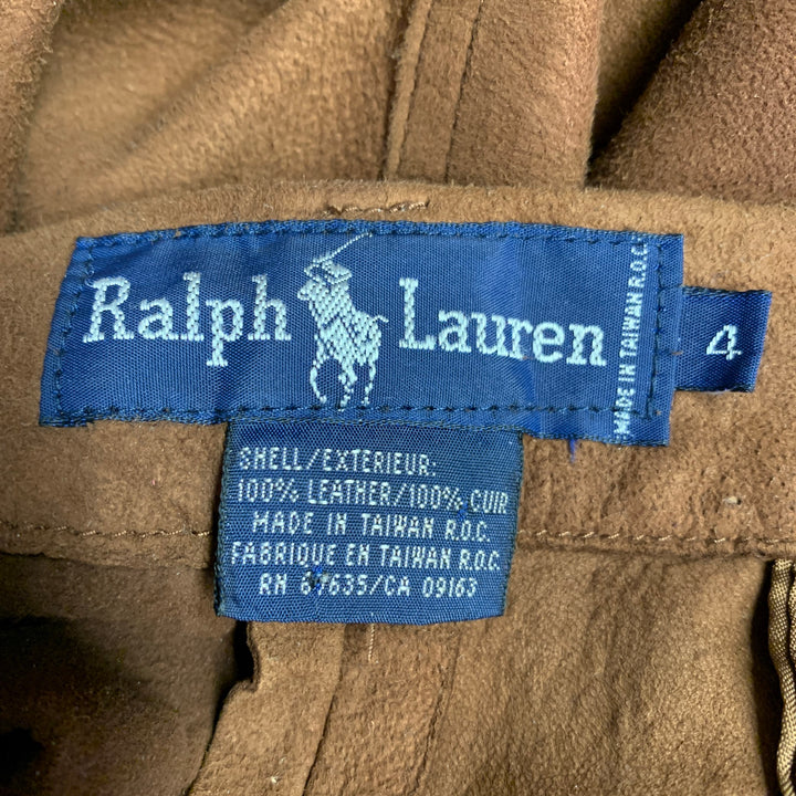 RALPH LAUREN Size 4 Brown Suede Pleated Casual Pants