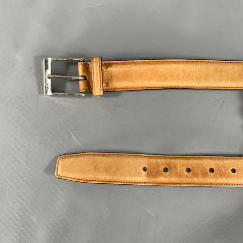 SUTOR MANTELLASSI Size 38 Brown Light Distressed Leather Belt