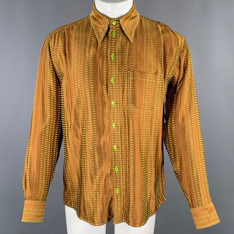 CHRISTOPHER JOHN ROGERS Chemise manches longues marron vert en mélange de viscose Taille S