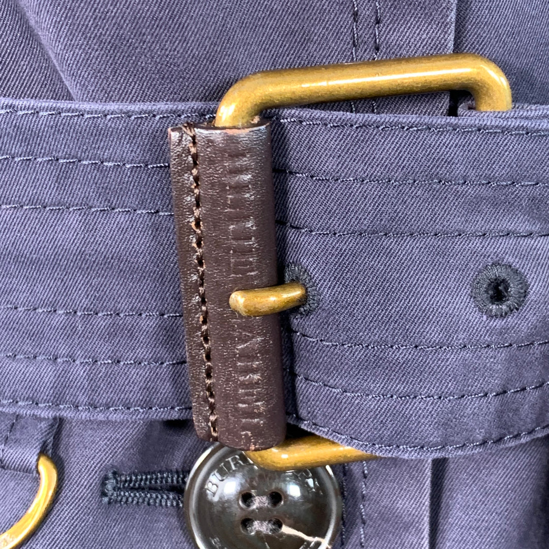 BURBERRY Size 2 Navy Cotton Blend Belted Trench Coat