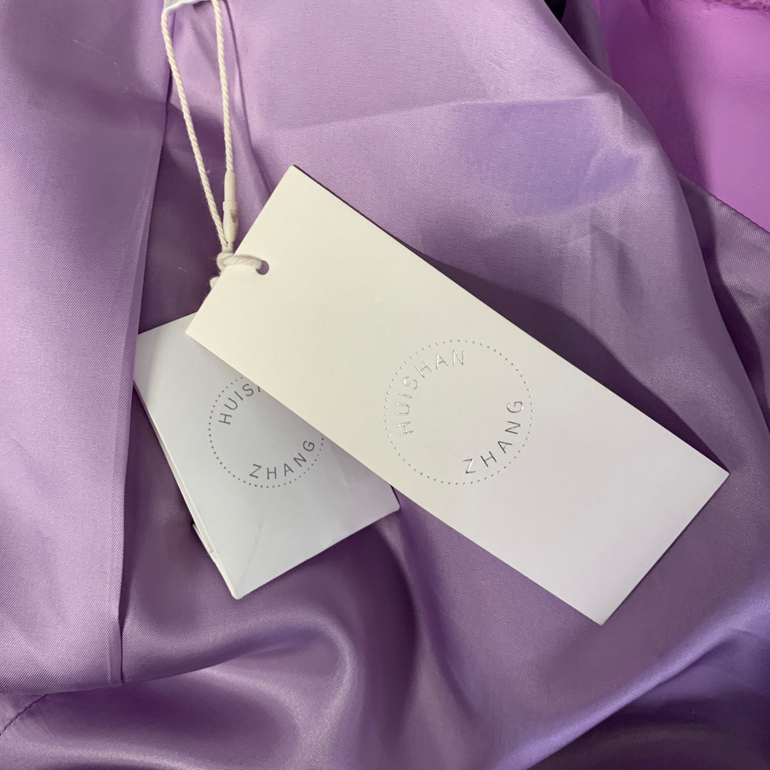 HUISHAN ZHANG Size 8 Lavender Polyester Textured Faux Fur Notch Lapel Coat