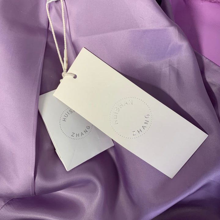 HUISHAN ZHANG Size 8 Lavender Polyester Textured Faux Fur Notch Lapel Coat