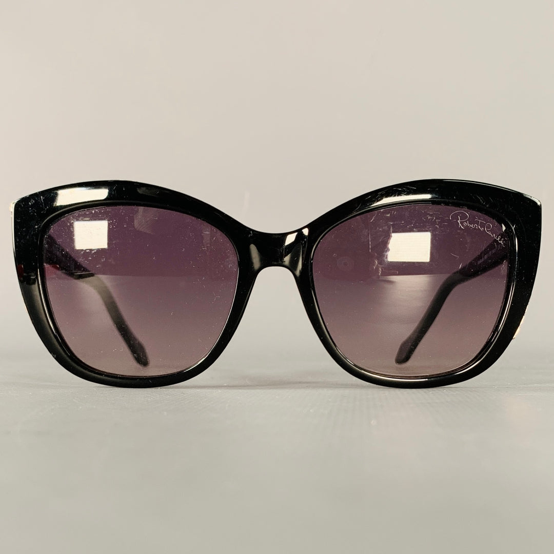 ROBERTO CAVALLI Mekbuda Black Rose Gold Acetate Metal Sunglasses
