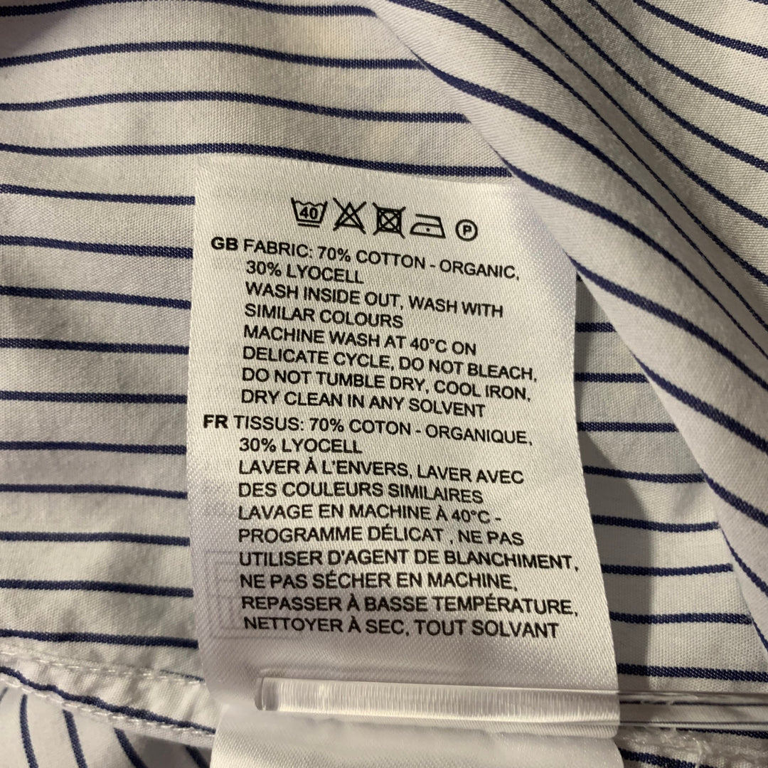 TOTEME Size 10 White Navy Cotton Blend Pinstripe Shirt