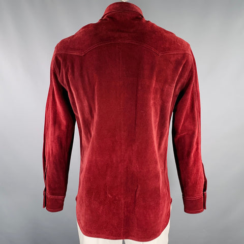 VERSACE JEANS COUTURE Size XL Burgundy Suede Western Shirt Jacket