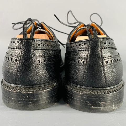 BLACK FLEECE Autumn 2007 Size 10.5 Black Pebble Grain Perforated Leather Derby Lace-Up Shoes