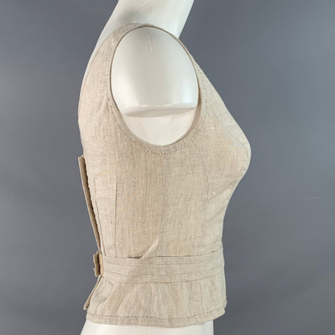 PHILOSOPHY di ALBERTA FERRETTI Size 4 Beige Oatmeal Linen Tank Belted Casual Top