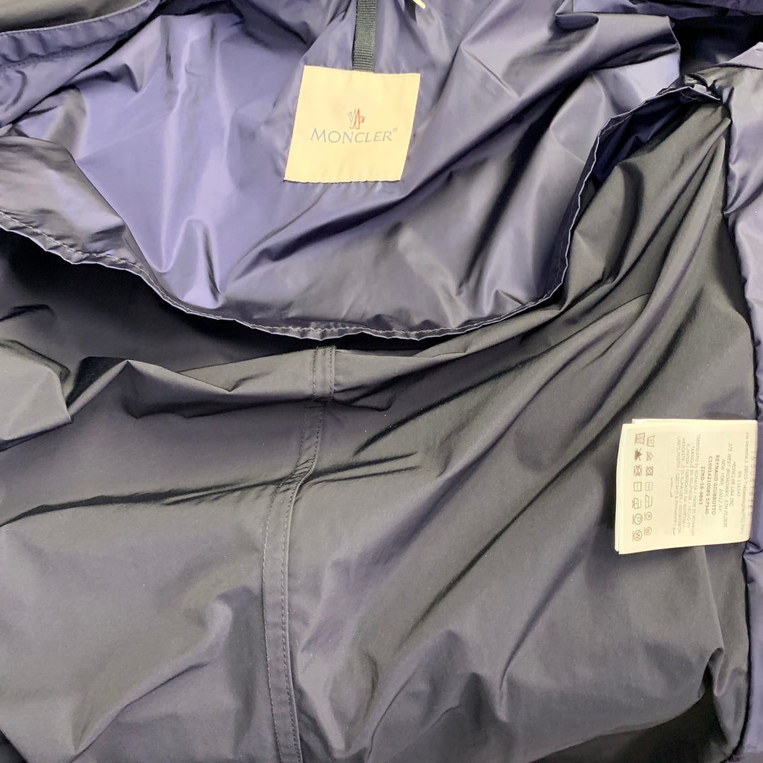 MONCLER 2016 Size M Reynaud Black Navy Polyamide Zip Snaps Coat