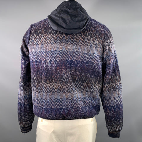 MISSONI Size XL Navy Grey Mixed Fabrics Reversible Jacket