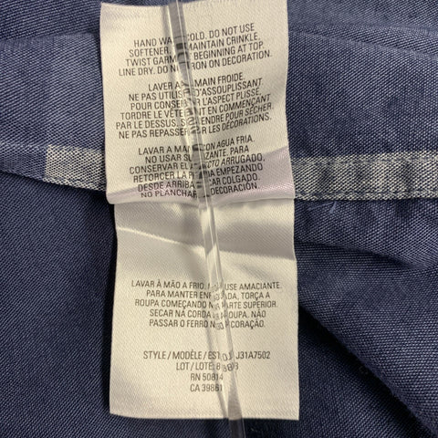 ELIE TAHARI Size M Blue Navy Color Block Cotton One pocket Long Sleeve Shirt