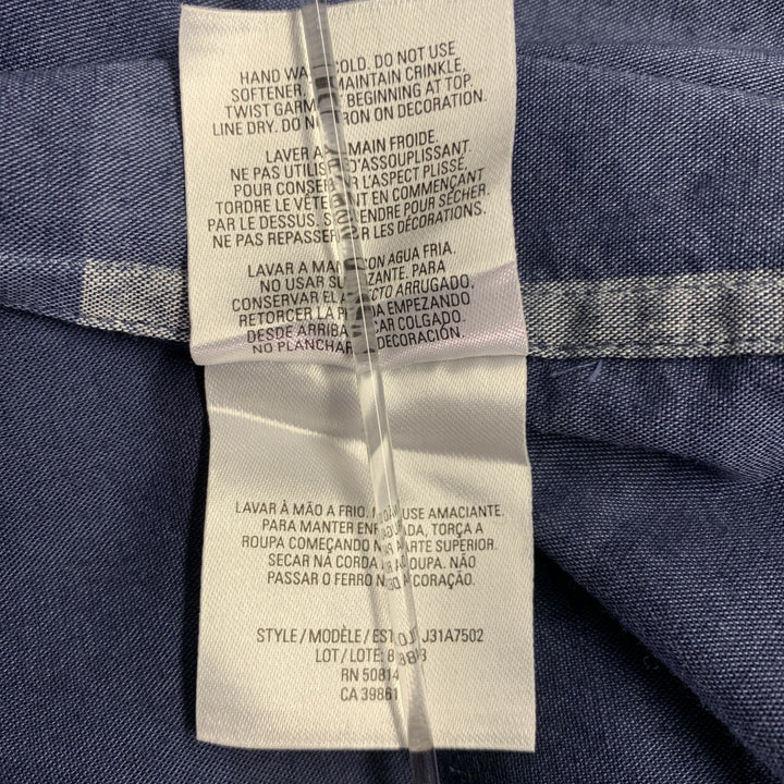 ELIE TAHARI Size M Blue Navy Color Block Cotton One pocket Long Sleeve Shirt