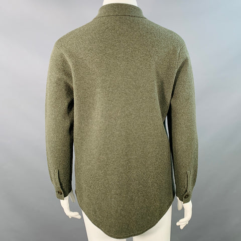 KINROSS Size L Green Olive Cashmere Shirt Jacket Cardigan