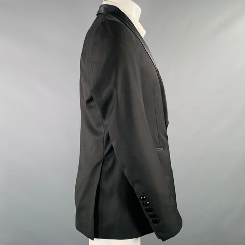 BILLIONAIRE ITALIAN COUTURE Size 38 Black Cotton Silk Shawl Collar Sport Coat