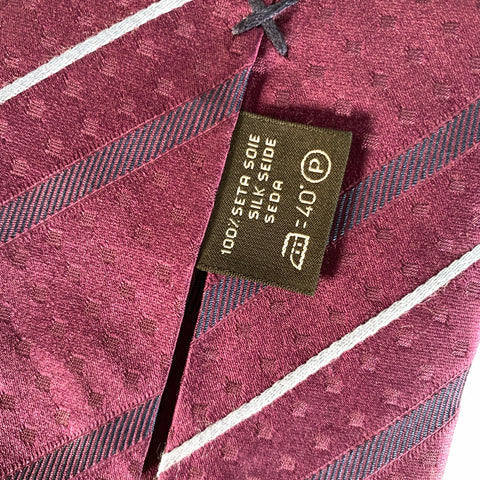 ERMENEGILDO ZEGNA COUTURE Purple Blue Stripe Silk Tie