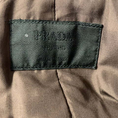 PRADA Size L Green Olive Solid Belted Coat