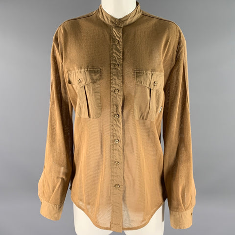 RALPH LAUREN Size S Khaki Brown Cotton Mesh Shirt