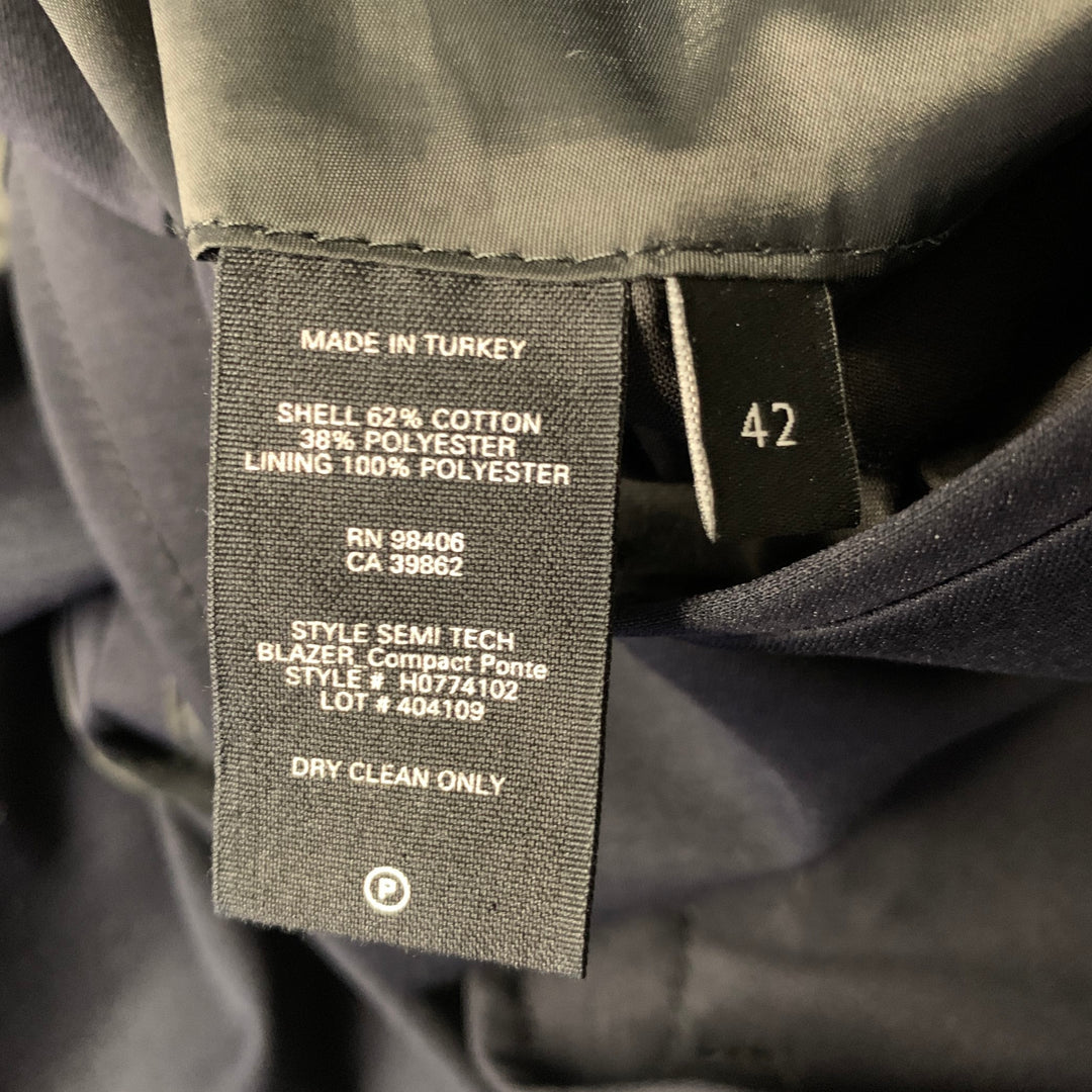 THEORY Size 42 Navy Solid Cotton Polyester Notch Lapel Suit