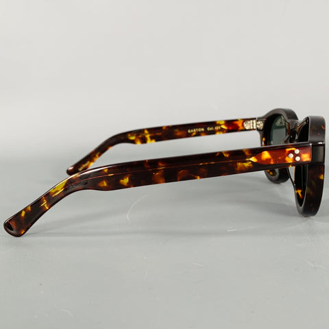 LESCA Brown Black Tortoiseshell Acetate Sunglasses