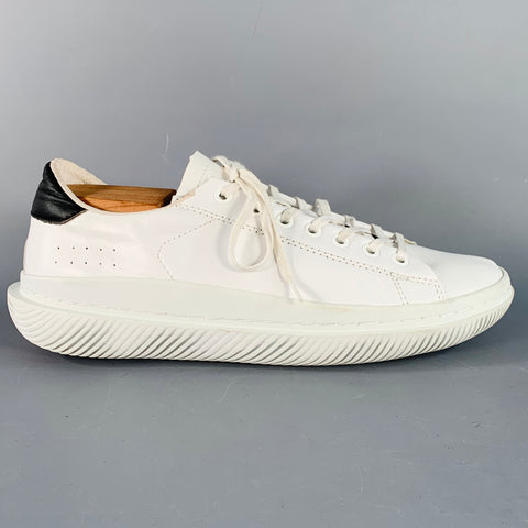 BARNEY'S NEW YORK Size 9.5 White Leather Low Top Rubber Sole Sneakers