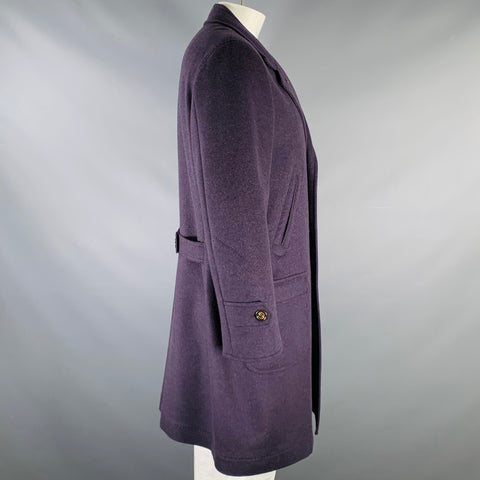 BRUNELLO CUCINELLI Size 48 Purple Wool Cashmere Coat
