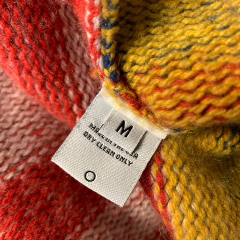 THE ELDER STATESMAN Size M Orange Yellow & Blue Stripe Cashmere Cardigan