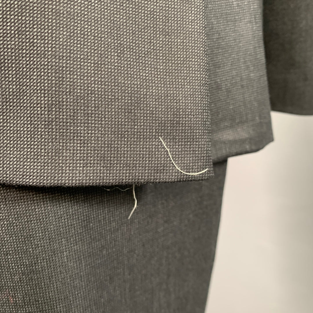 NEIMAN MARCUS Size 40 Grey Charcoal Nailhead Virgin Wool Suit