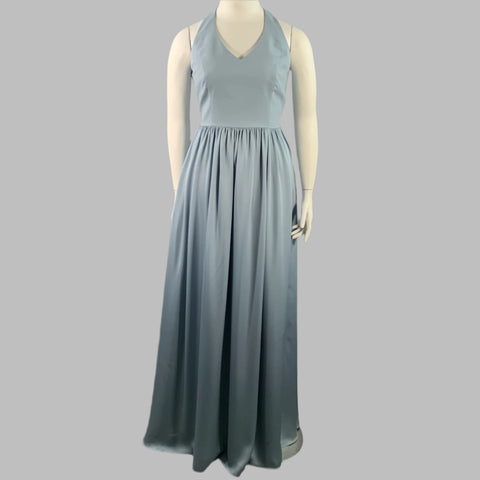 VERA WANG Size 12 Dusty Blue Polyester Halter Long Evening Gown