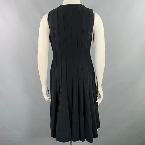 AKRIS Size 12 Black Wool Blend Sleeveless Tulip Dress