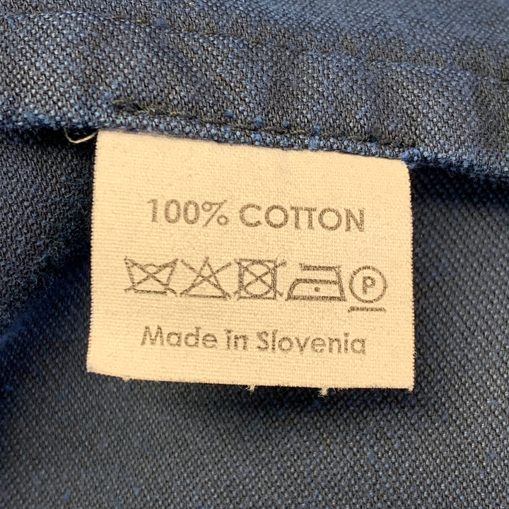 DRIES VAN NOTEN Size 42 Navy Black Velvet Cotton Nehru Collar Suit