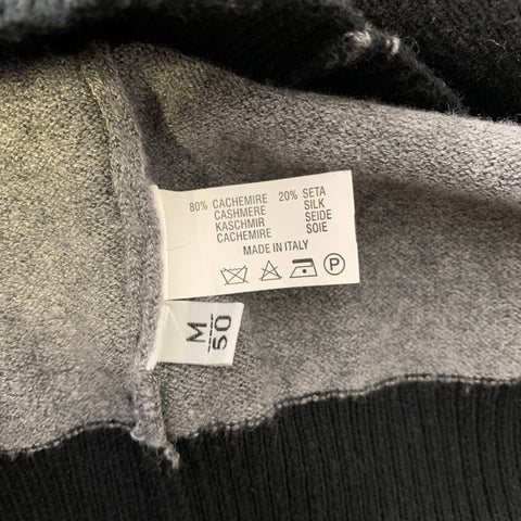 KITON Size M Gray Black Knitted Cashmere Silk V-Neck Pullover
